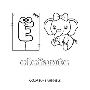 Image à colorier de E comme éléphant