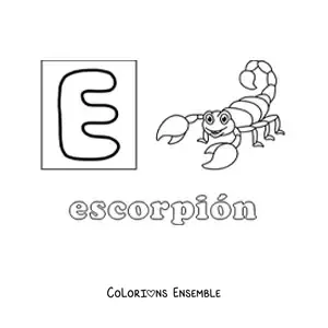 Image à colorier de la lettre E comme scorpion
