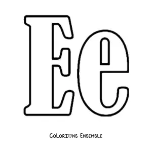 Image à colorier d'une grande lettre E majuscule et minuscule