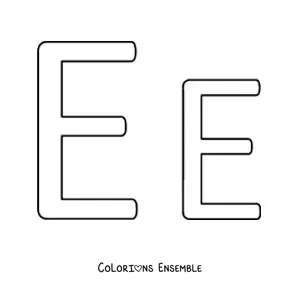 Image à colorier d'une lettre E majuscule et minuscule, facile