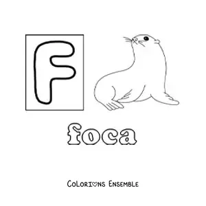 Image à colorier de la lettre F comme phoque