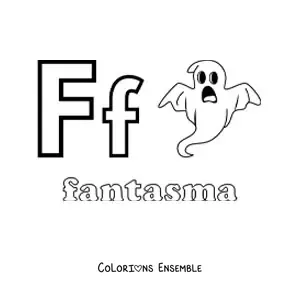 Image à colorier de la lettre F comme fantôme