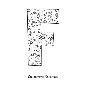 Image à colorier de la lettre F en dessin animé