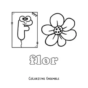 Image à colorier de la lettre F comme fleur