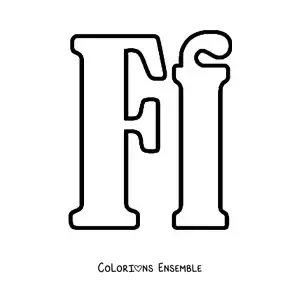 Image à colorier d'une grande lettre F majuscule et minuscule