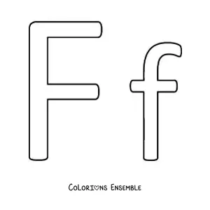 Image à colorier d'une lettre F majuscule et minuscule, facile