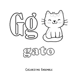 Image à colorier de la lettre G comme chat