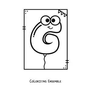 Image à colorier de la lettre G animée en forme de ballon