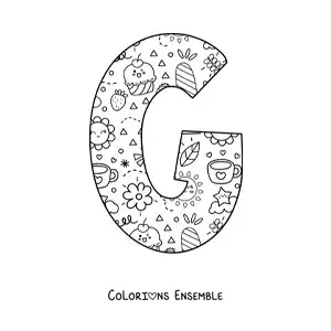 Image à colorier de la lettre G en dessin animé
