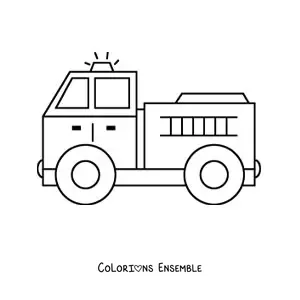 Image à colorier d'un camion de pompiers avec la sirène en marche