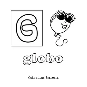Image à colorier de la lettre G comme ballon