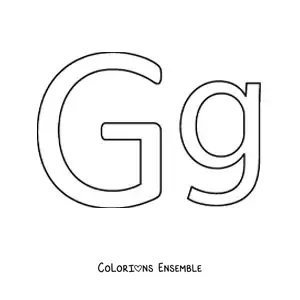 Image à colorier d'une grande lettre G majuscule et minuscule