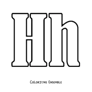 Image à colorier d'une grande lettre H majuscule et minuscule