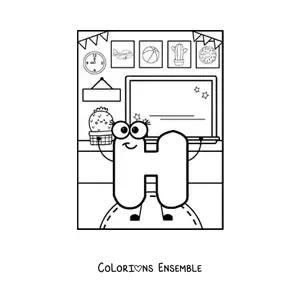 Image à colorier de la lettre H animée à l'école