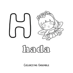 Image à colorier de la lettre H comme fée