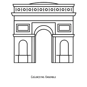 Coloriage de l'Arc de Triomphe vu de face