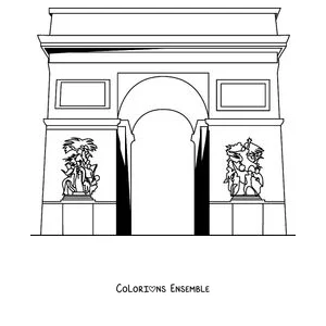 Coloriage de l'Arc de Triomphe vu de près
