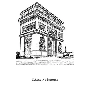 Coloriage de l'Arc de Triomphe avec des médaillons en haut