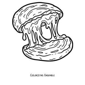 Coloriage d'une arepa au fromage fondu