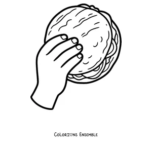 Coloriage d'une main tenant une arepa farcie