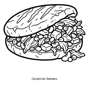 Coloriage d'une arepa farcie jusqu'au bord