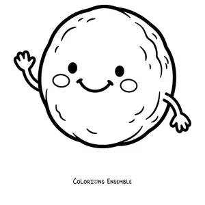 Coloriage d'une arepa au visage souriant
