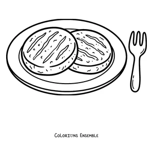 Coloriage de deux arepas servies dans une assiette