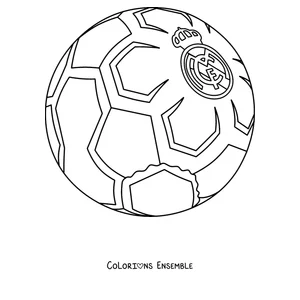 Coloriage d'un ballon de football avec le blason du Real Madrid