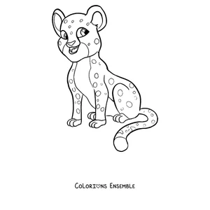 Coloriage d'un bébé guépard assis