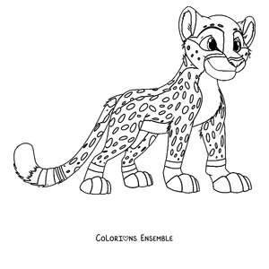 Coloriage d'un bébé guépard debout