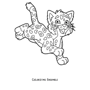 Coloriage d'un bébé guépard qui court