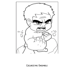 Coloriage de Bébé Hulk au visage fâché