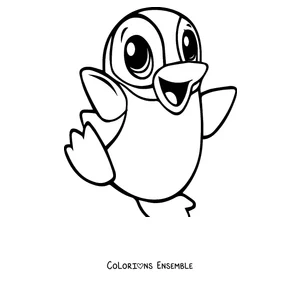 Coloriage d'un bébé pingouin qui danse