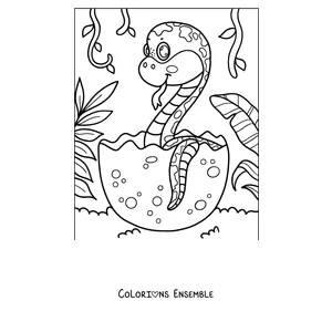 Coloriage d'un bébé serpent sortant de son œuf