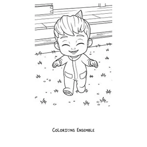 Coloriage de Bebefinn tout content avec un grand sourire