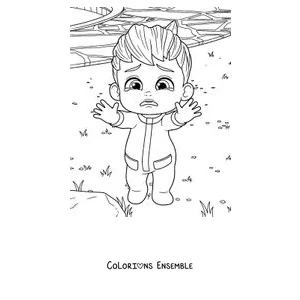 Coloriage de Bebefinn qui pleure avec de petites larmes