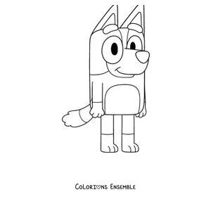 Coloriage de Bingo, la sœur de Bluey, qui saute