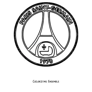 Coloriage du blason classique du PSG avec l'année 1970