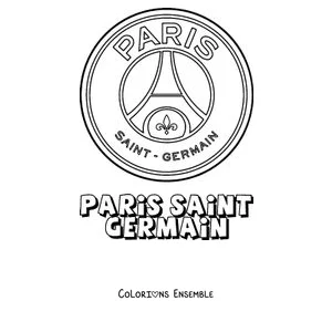 Coloriage du blason du PSG avec le nom Paris Saint-Germain