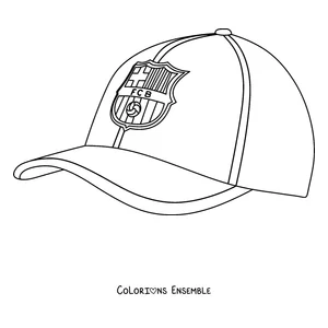 Coloriage d'une casquette avec le blason du FC Barcelone
