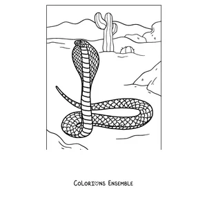 Coloriage d'un cobra au capuchon déployé