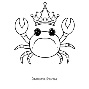 Coloriage d'un crabe portant une couronne de roi