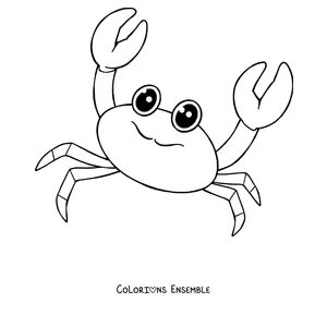 Coloriage d'un crabe de dessin animé souriant