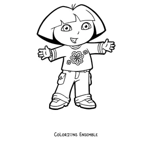 Coloriage de Dora l'exploratrice qui salue les bras ouverts