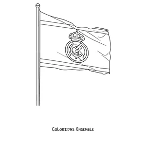 Coloriage d'un drapeau du Real Madrid avec le blason