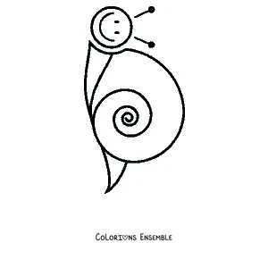 Coloriage d’un escargot dressé avec sa coquille en spirale