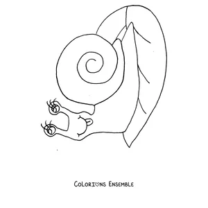 Coloriage d’un escargot sur une feuille avec deux petits escargots