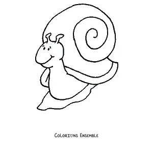 Coloriage d’un escargot de dessin animé avec un grand sourire