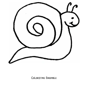 Coloriage d’un escargot de dessin animé de profil