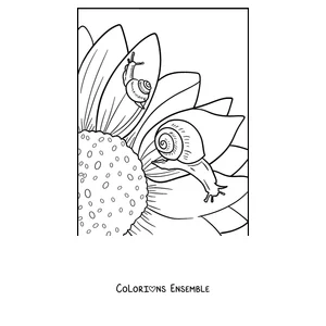 Coloriage d’un escargot grimpant sur un tournesol